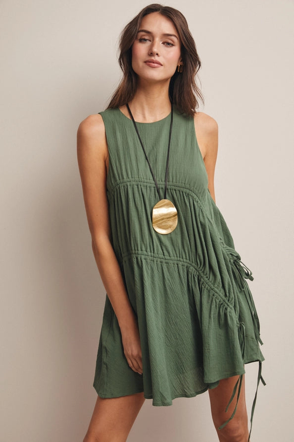 Eucalyptus Green Tie Mini Dress