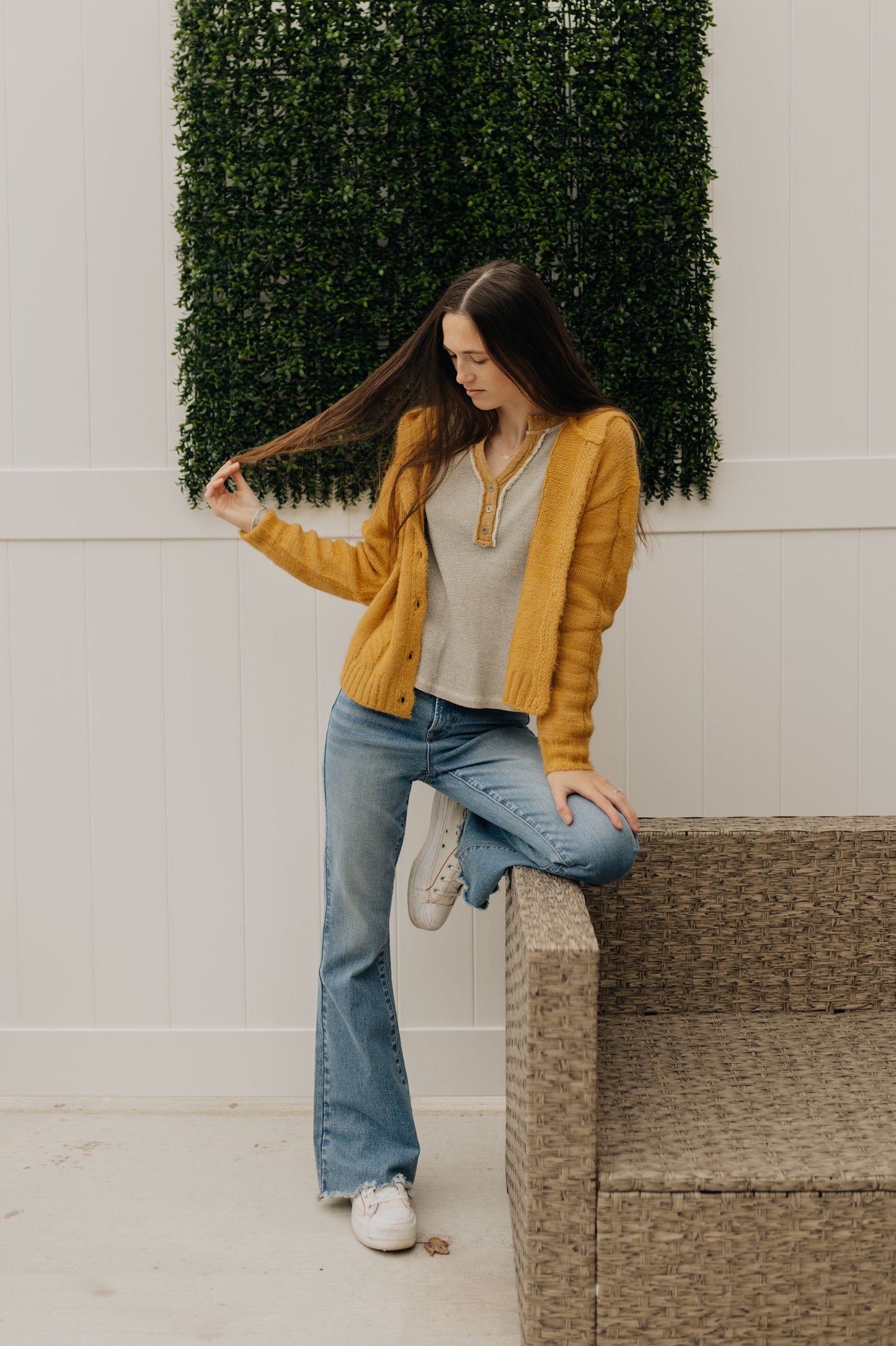 Mustard Yarn Cardigan