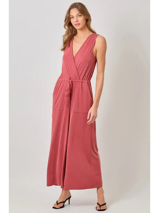 Coral Ribbed Jumpsuit