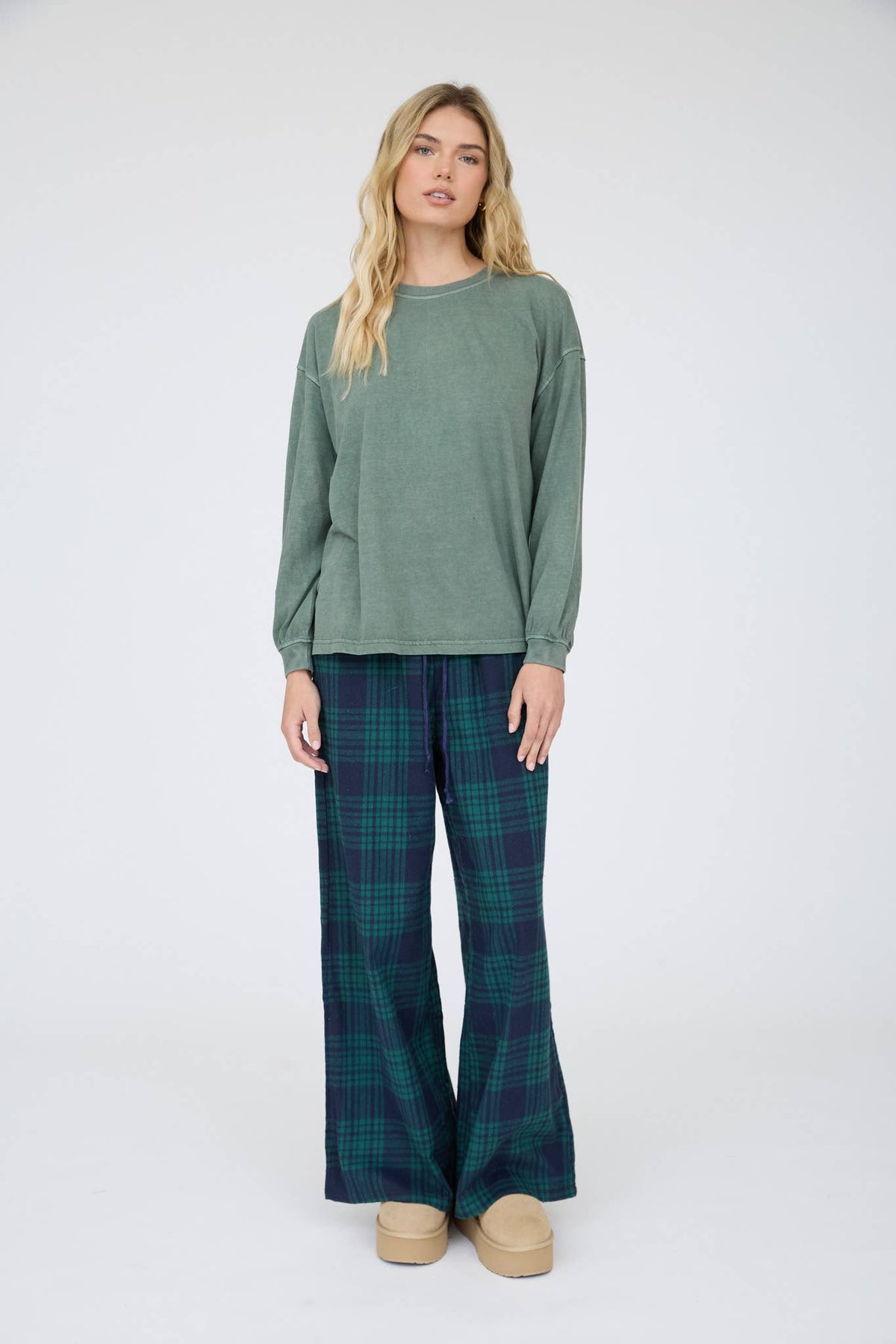 Soft Marbled Top - Dusty Green