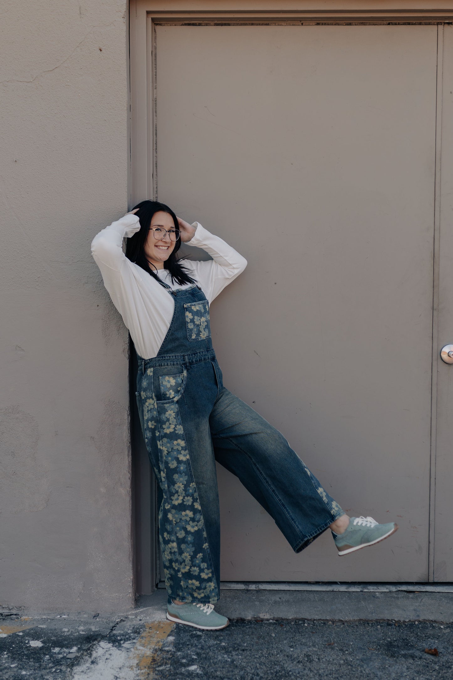 Floral Denim Overalls