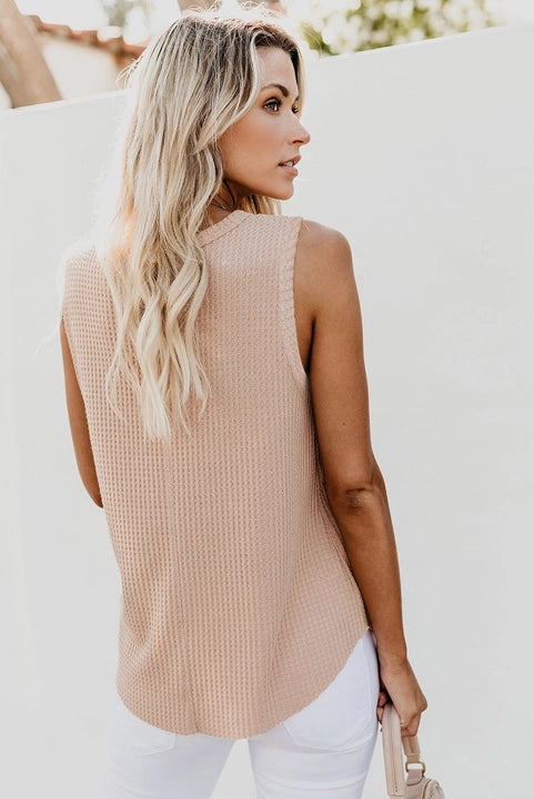 Apricot Waffle Knit Tank