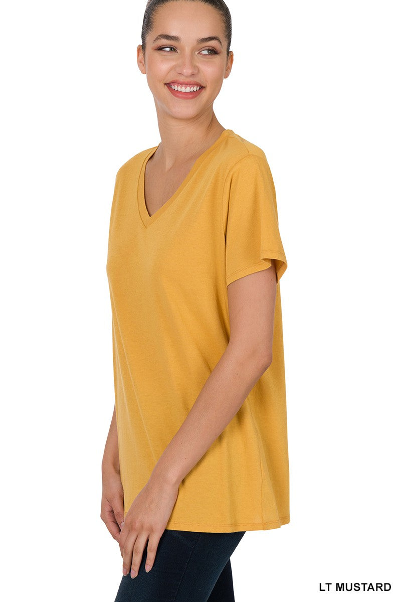 Basic Cotton V-Neck - Mustard Yellow