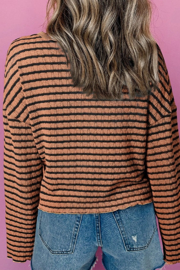 Espresso & Black Textured Stripe Longsleeve