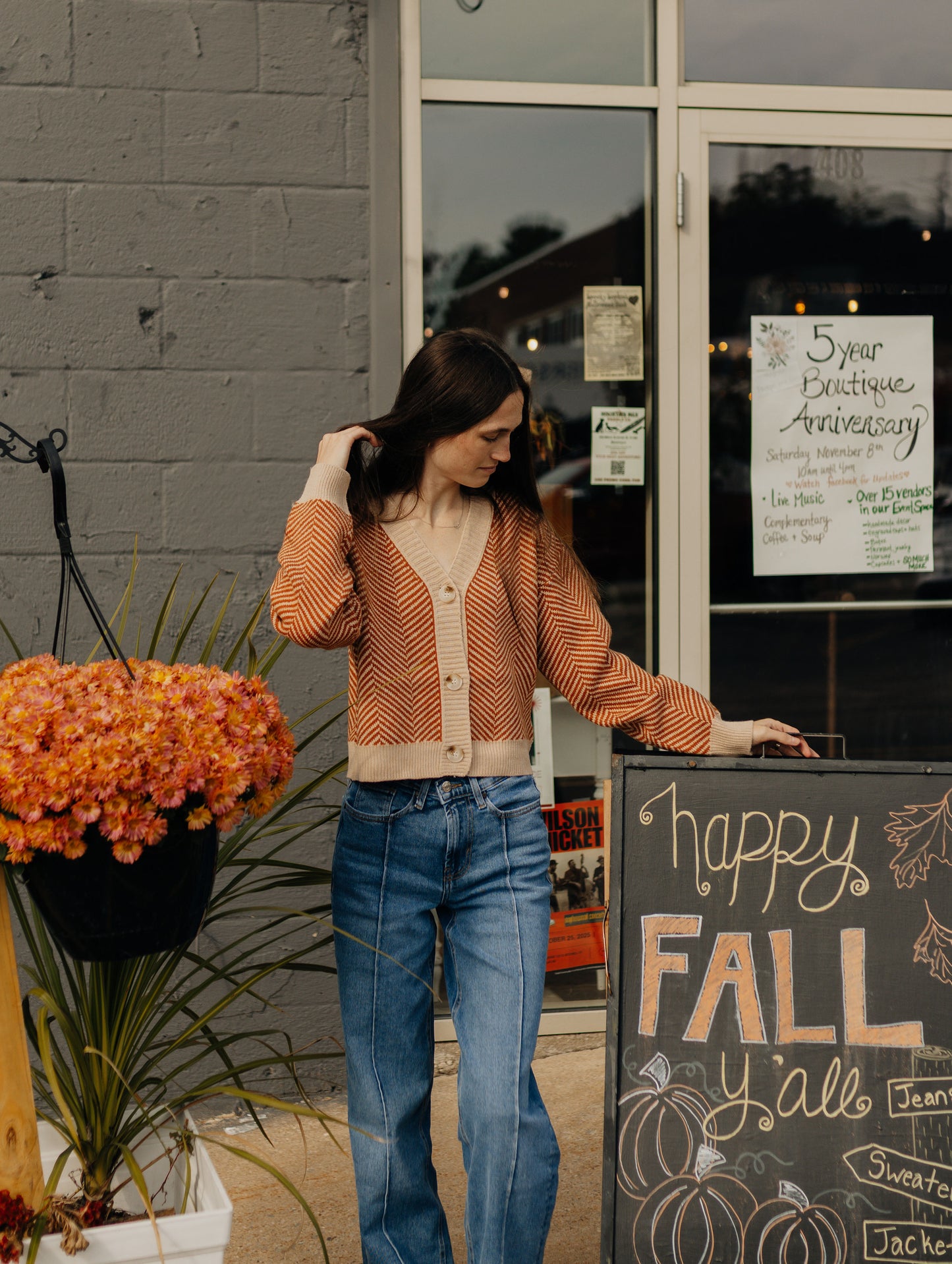 Pumpkin Chevron Cardigan