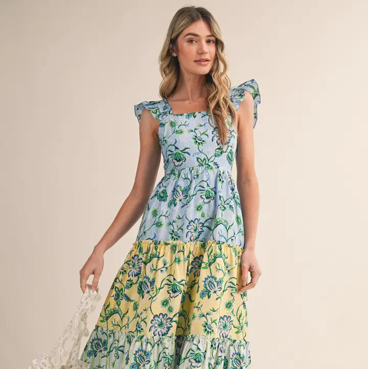 Lemon Bloom Midi Dress