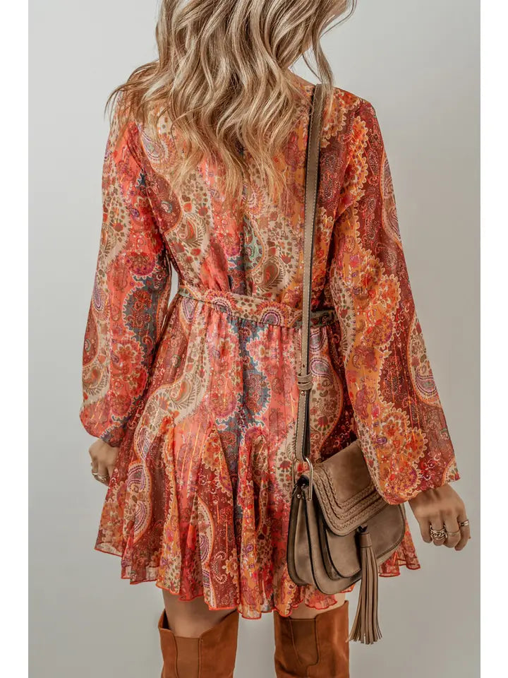 Paisley Print Mini Dress