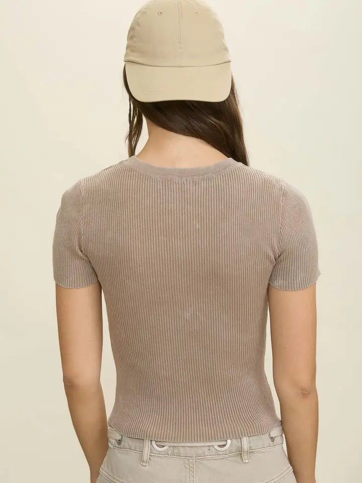Mocha Washed Ribbed Tee