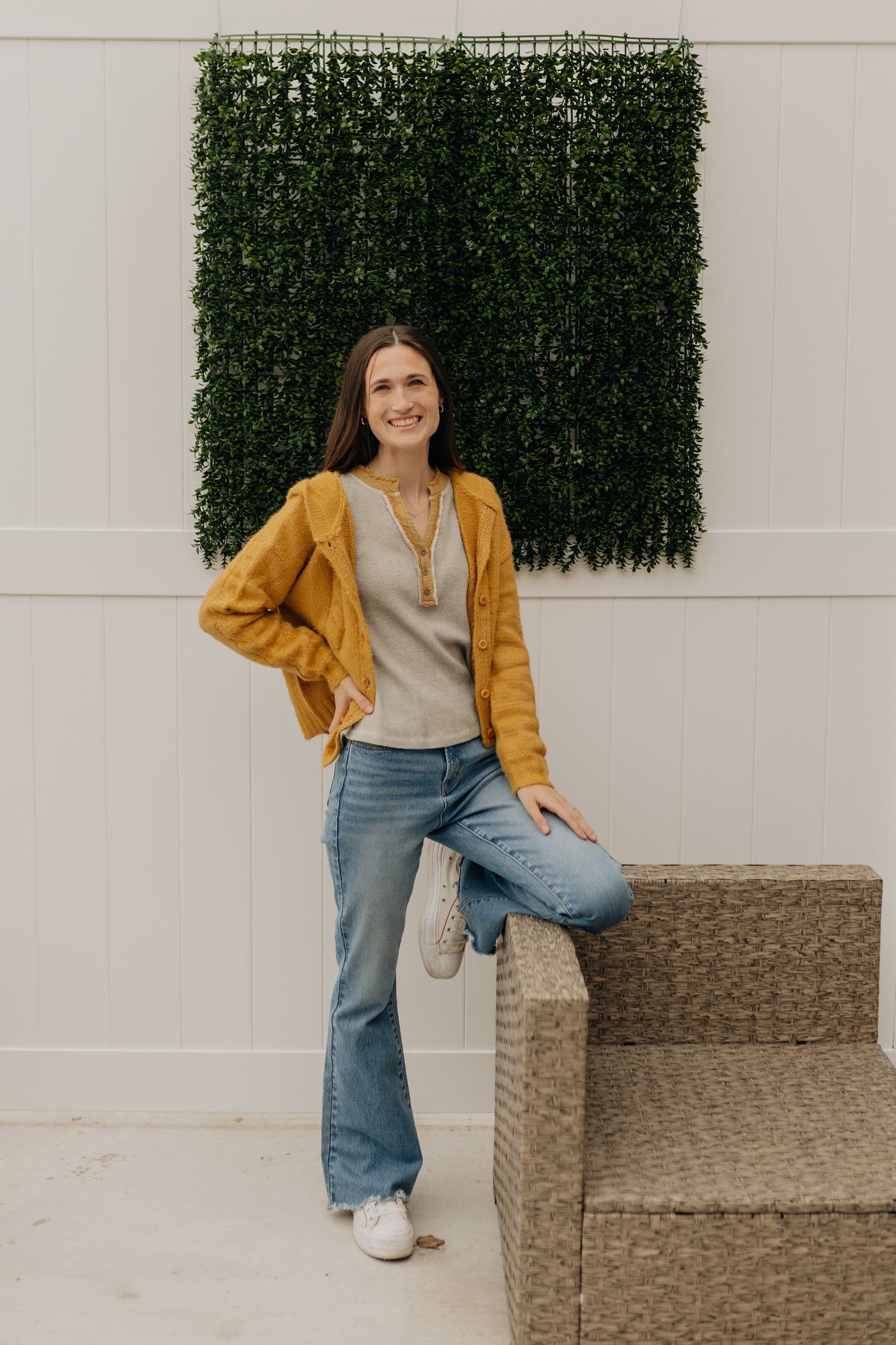 Mustard Yarn Cardigan