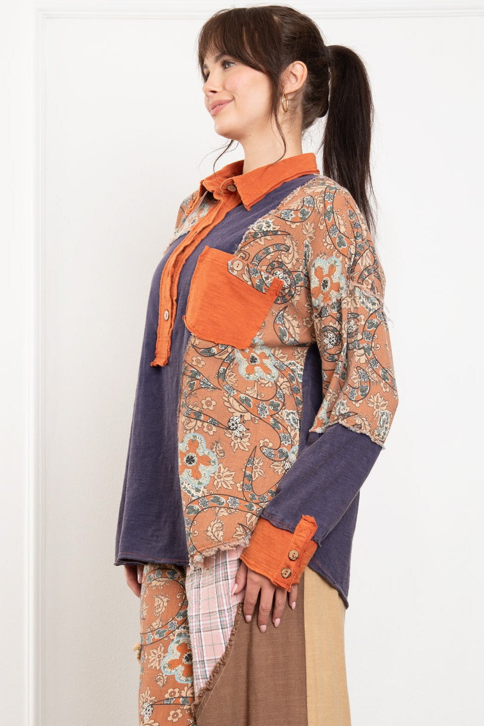 Paisley Pring Orange and Purple Longsleeve
