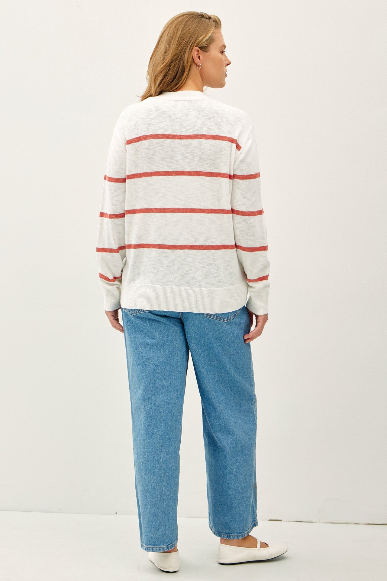 Auburn & White Stripe Cardigan