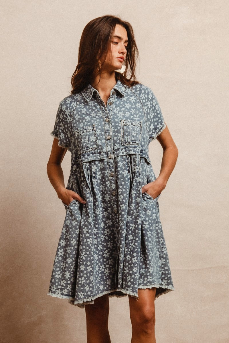 Washed Floral Denim Dress Magnolia Boutique and Gifts Washed Floral Denim Dress Magnolia Boutique and Gifts