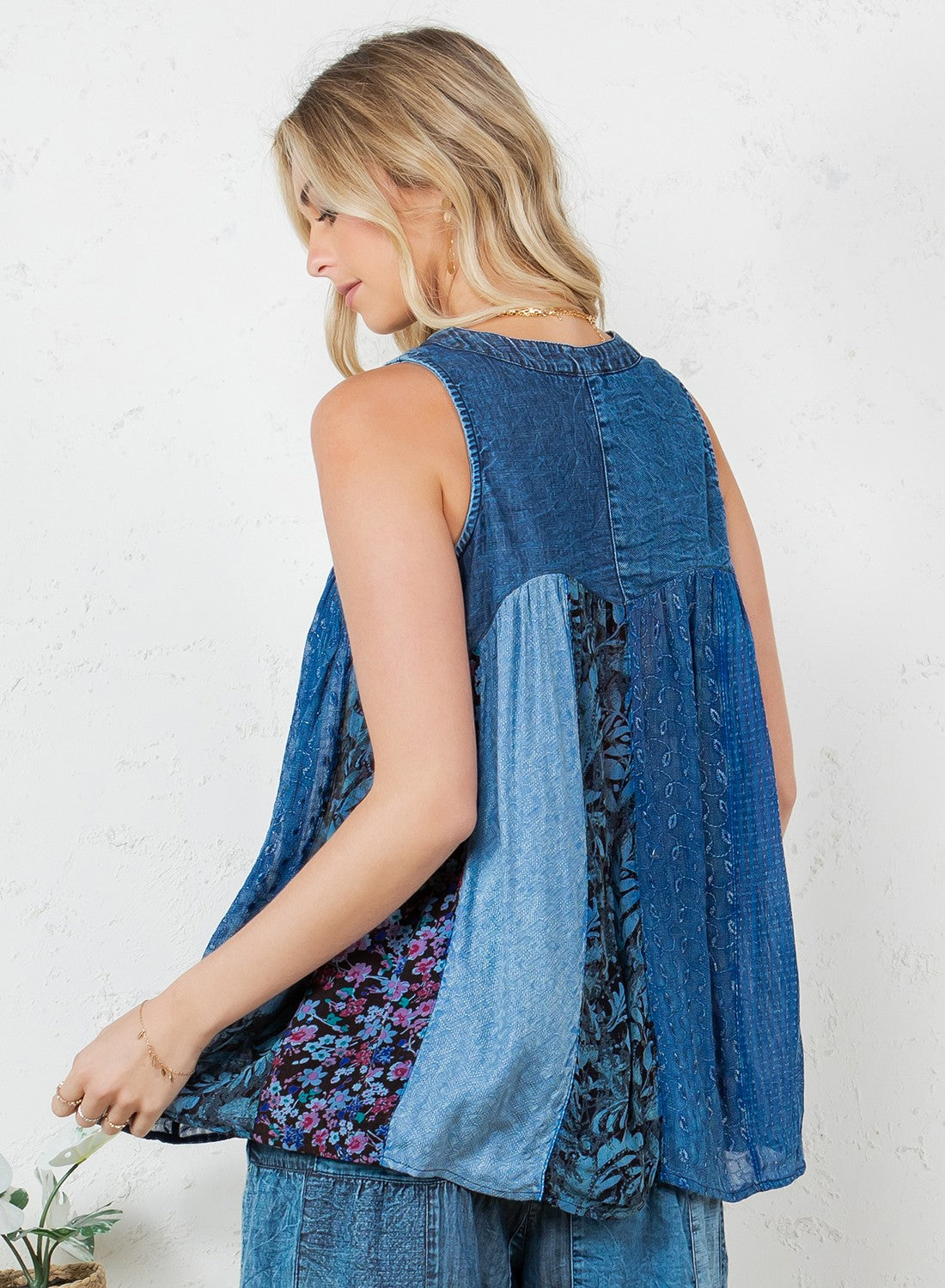 Boho Blues Patchwork Tank