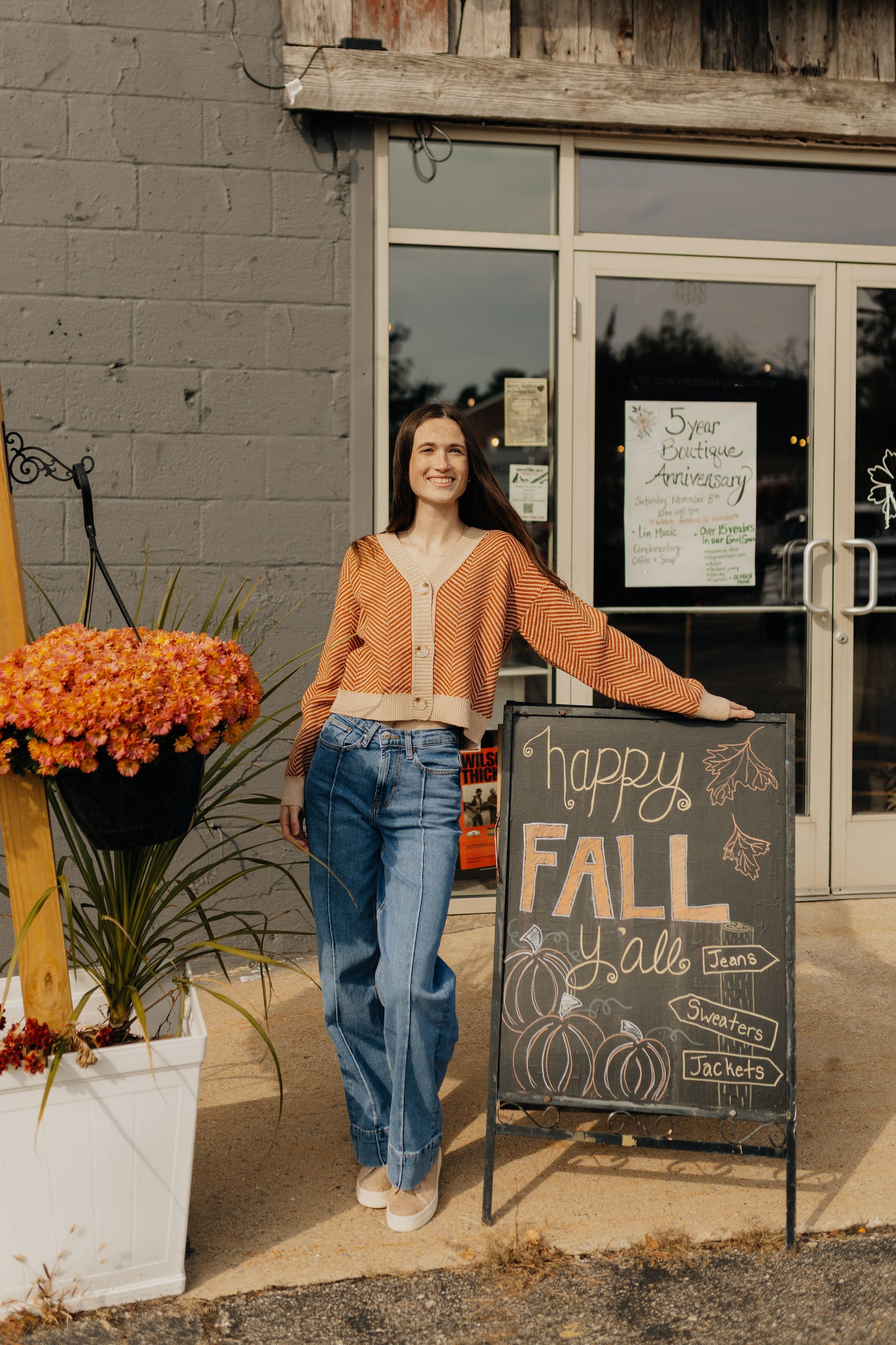 Pumpkin Chevron Cardigan