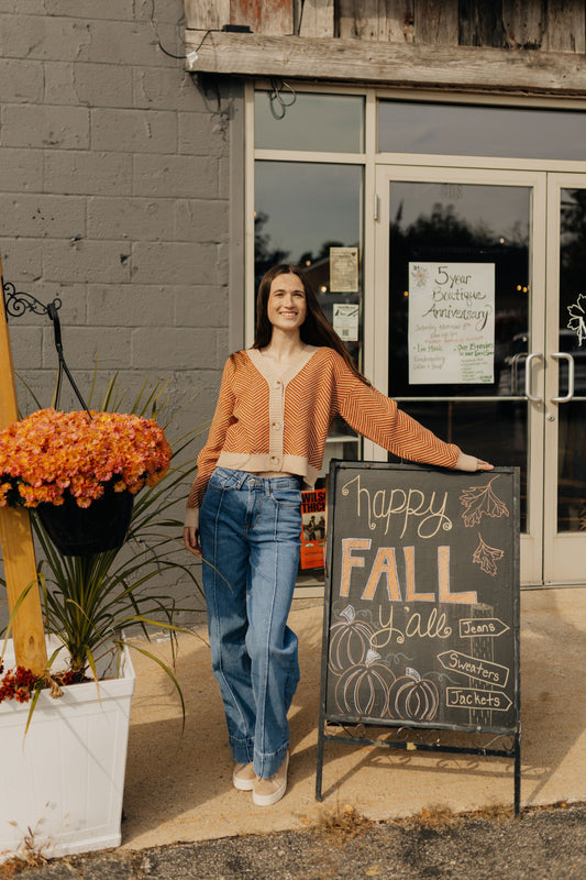 Pumpkin Chevron Cardigan