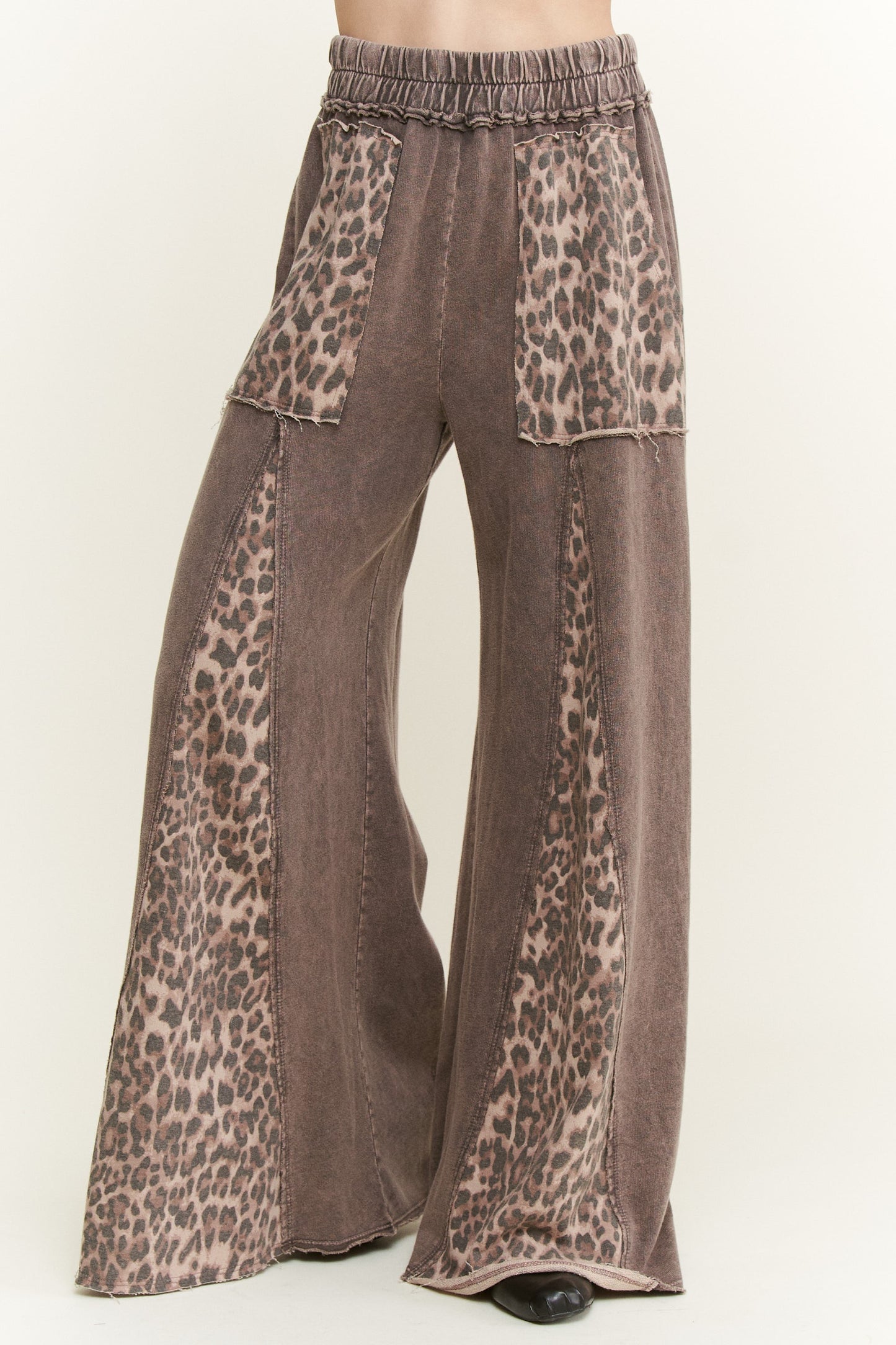 Mineral Washed Leopard Animal Print Pants