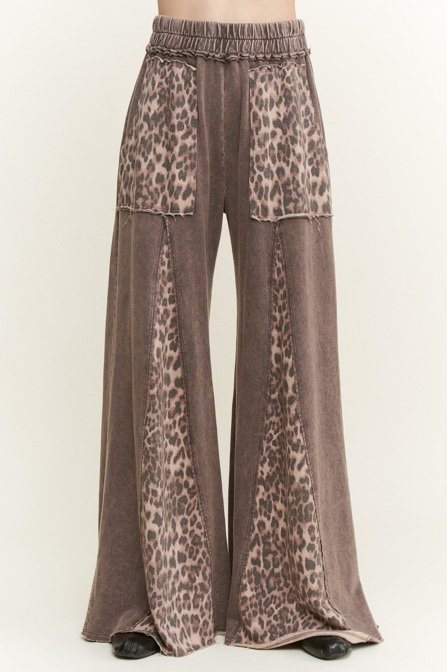 Mineral Washed Leopard Animal Print Pants