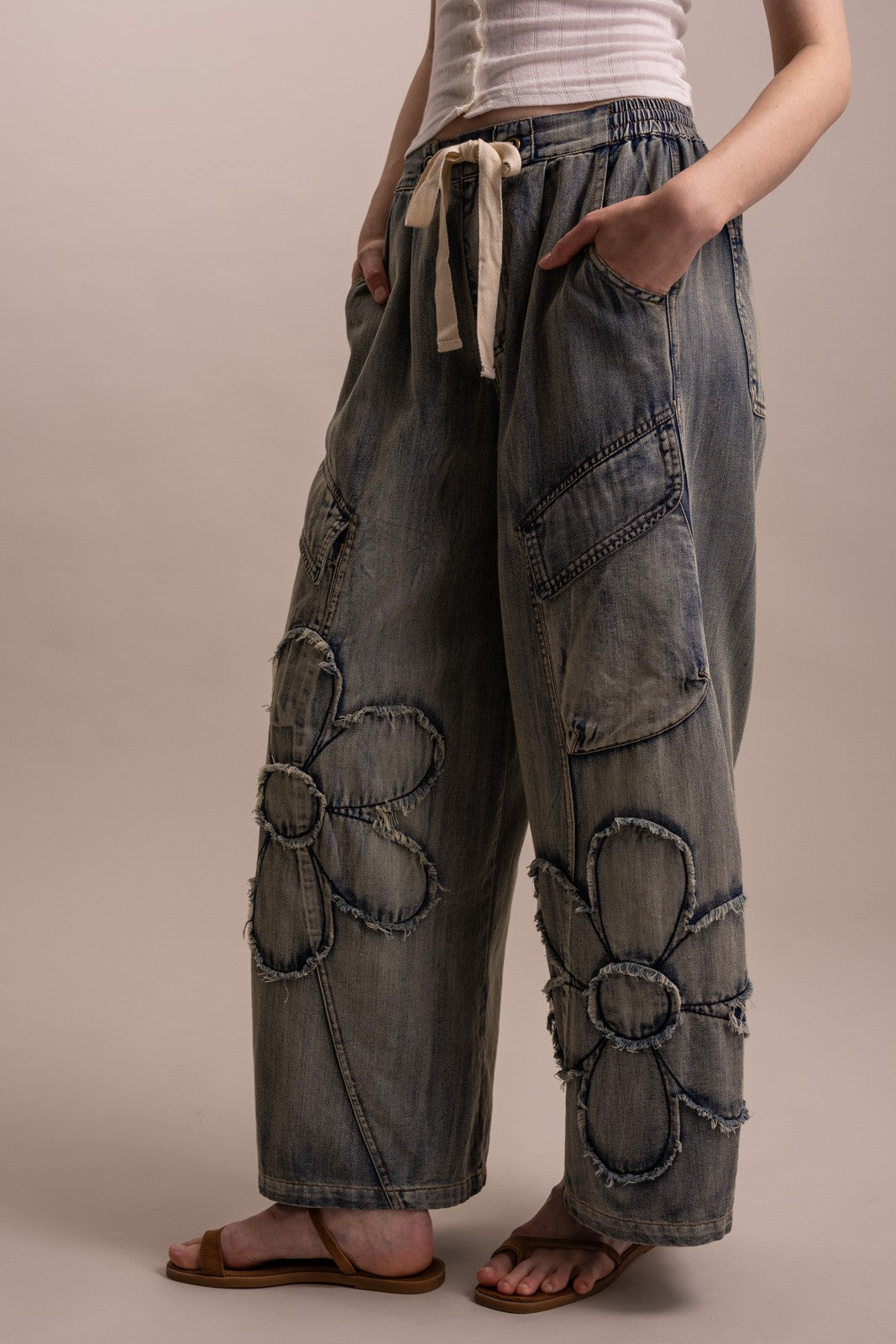 Spring Market Denim Cargo Pants