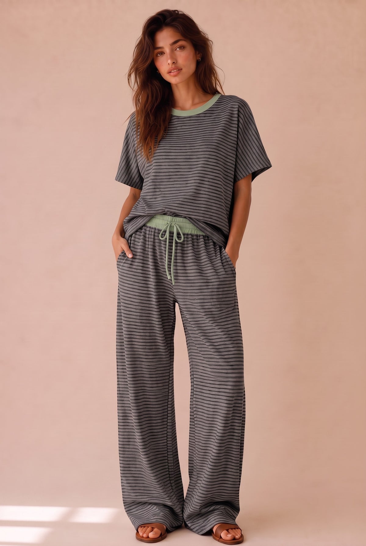 Charcoal Stripe Loungeset