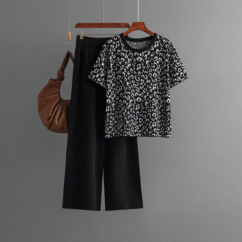 Leopard Sweater Set - Black