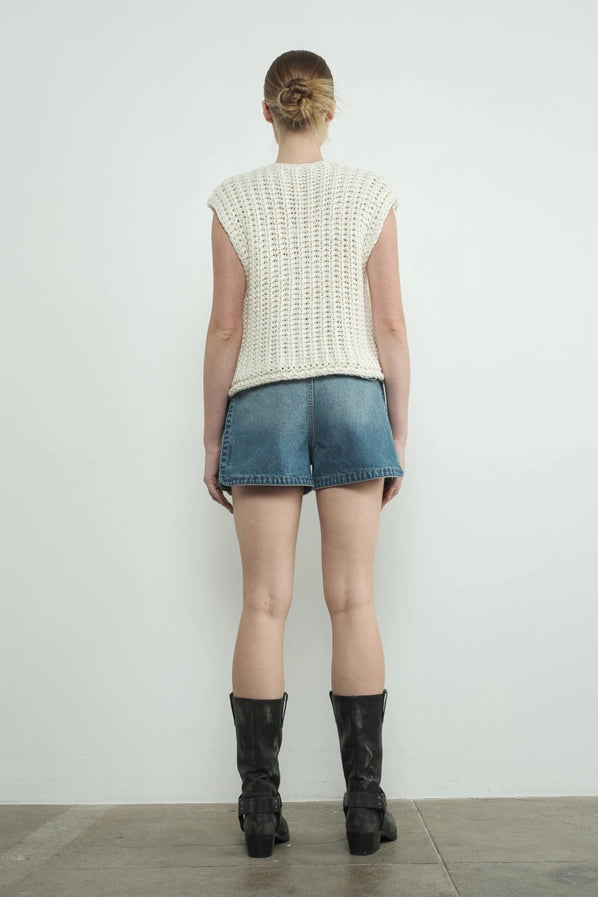 Chunky Knit Cream Sweater Vest
