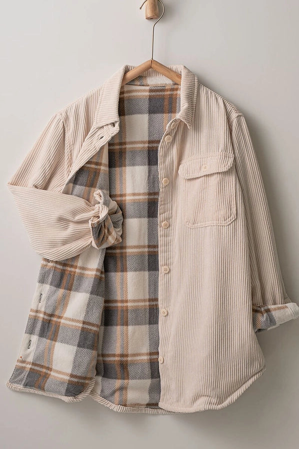 Cream Corduroy Flannel Jacket