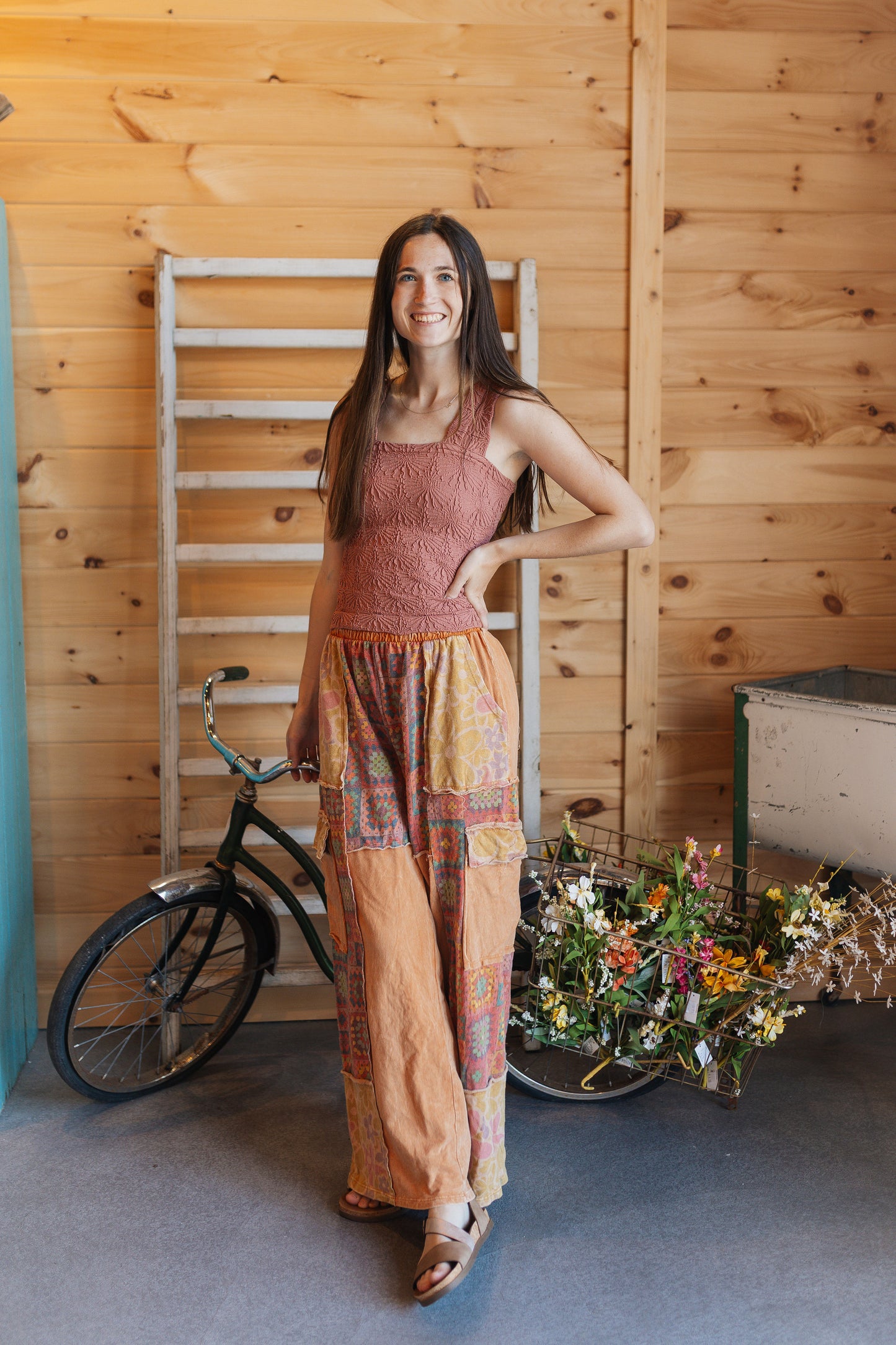 Butterscotch Floral and Crochet Pant