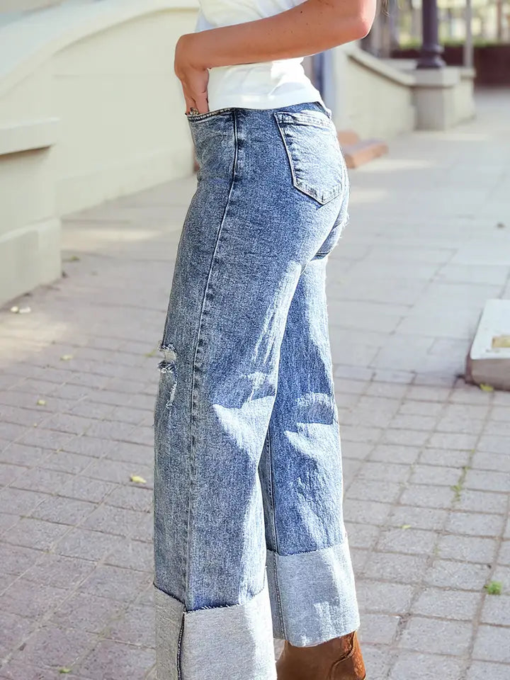 Mineral Wash Cuff Denim Jeans