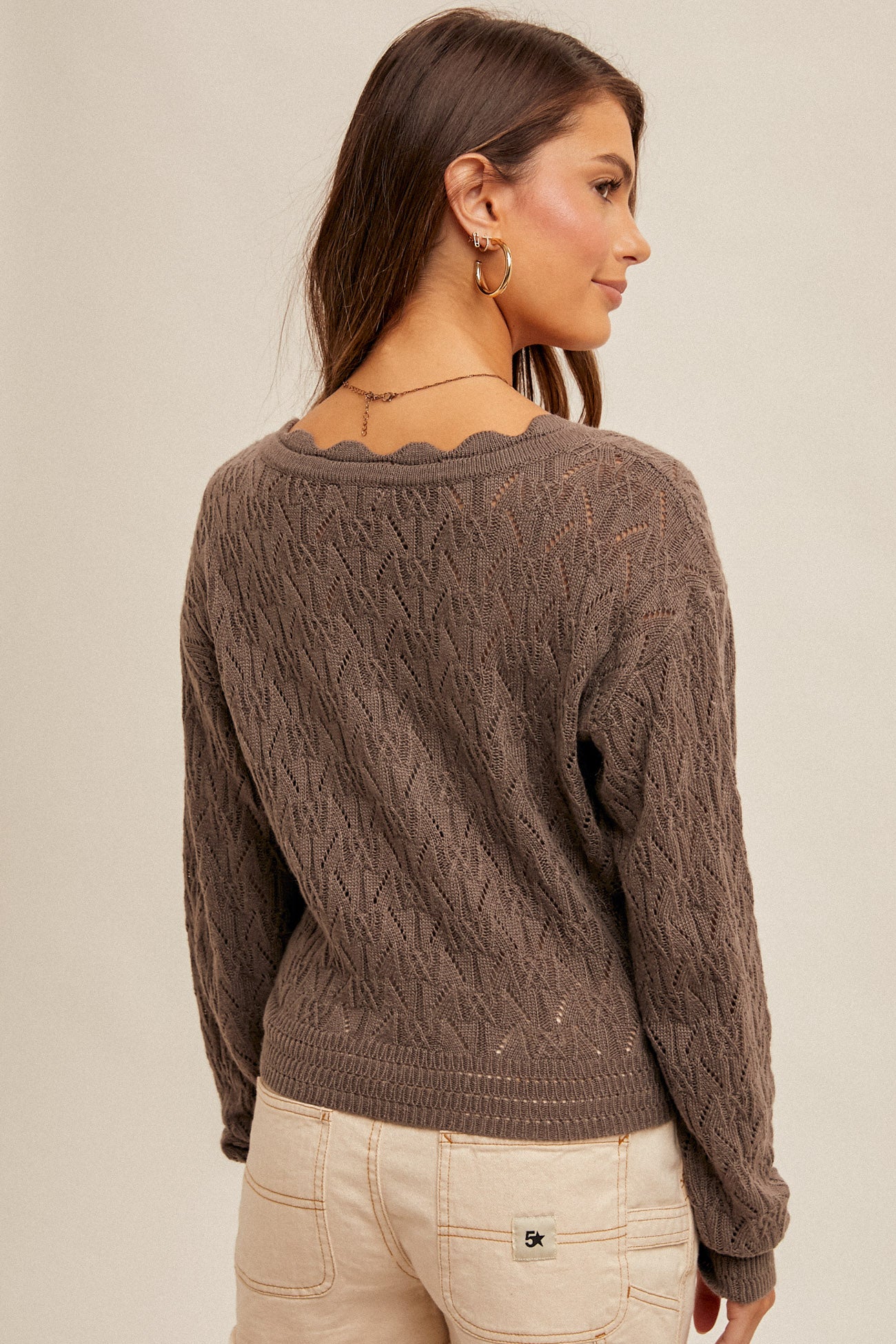 Mocha Brown Wrap Sweater