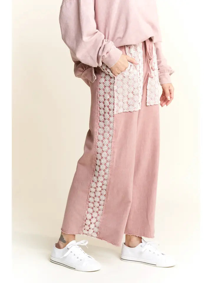 Mauve Daisy Trim Pants