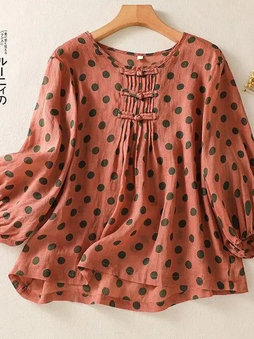 Burgundy Polka Dot Blouse