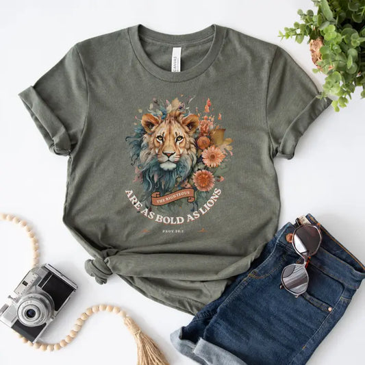 Army Green Floral Lion Tee