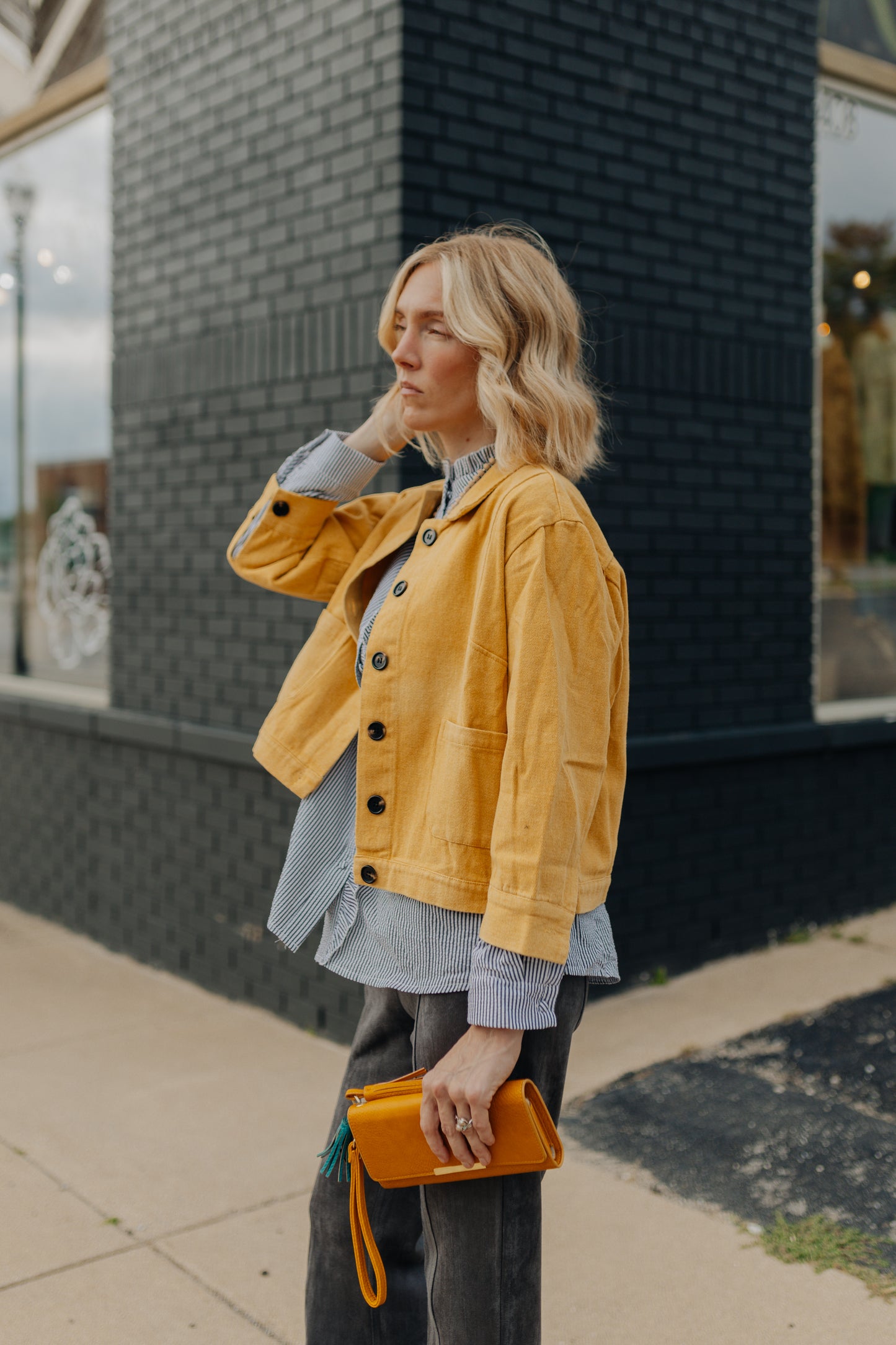 Yellow Lapel Collar Jacket