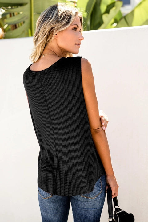 Black Waffle Knit Tank