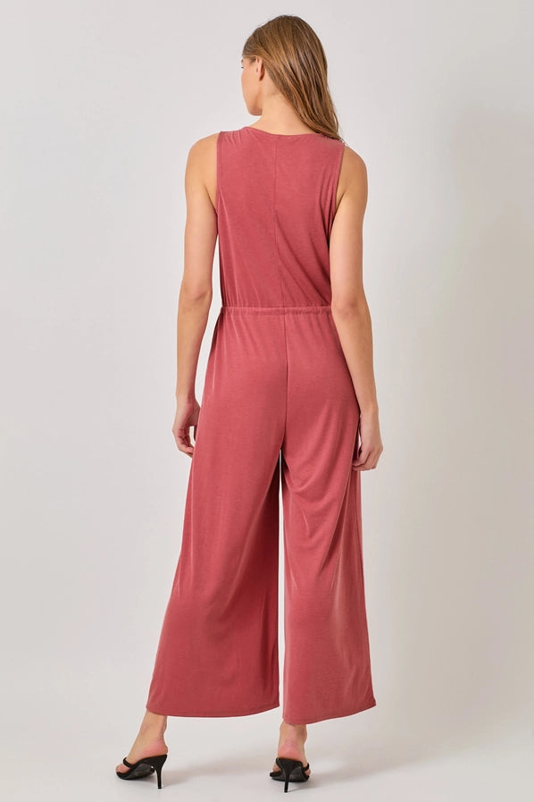 Coral Ribbed Jumpsuit