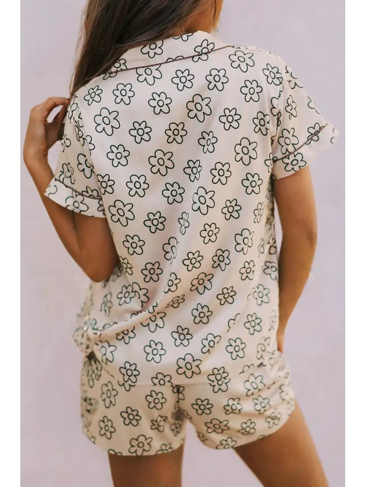Beige Floral PJ Set