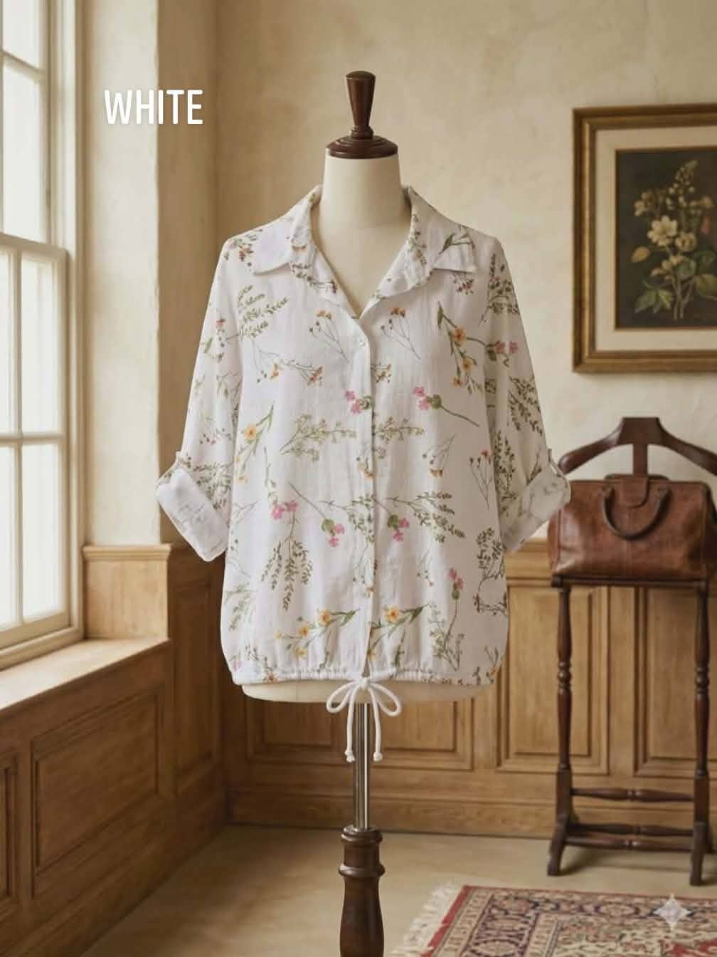 Spring Floral Cotton Top : White