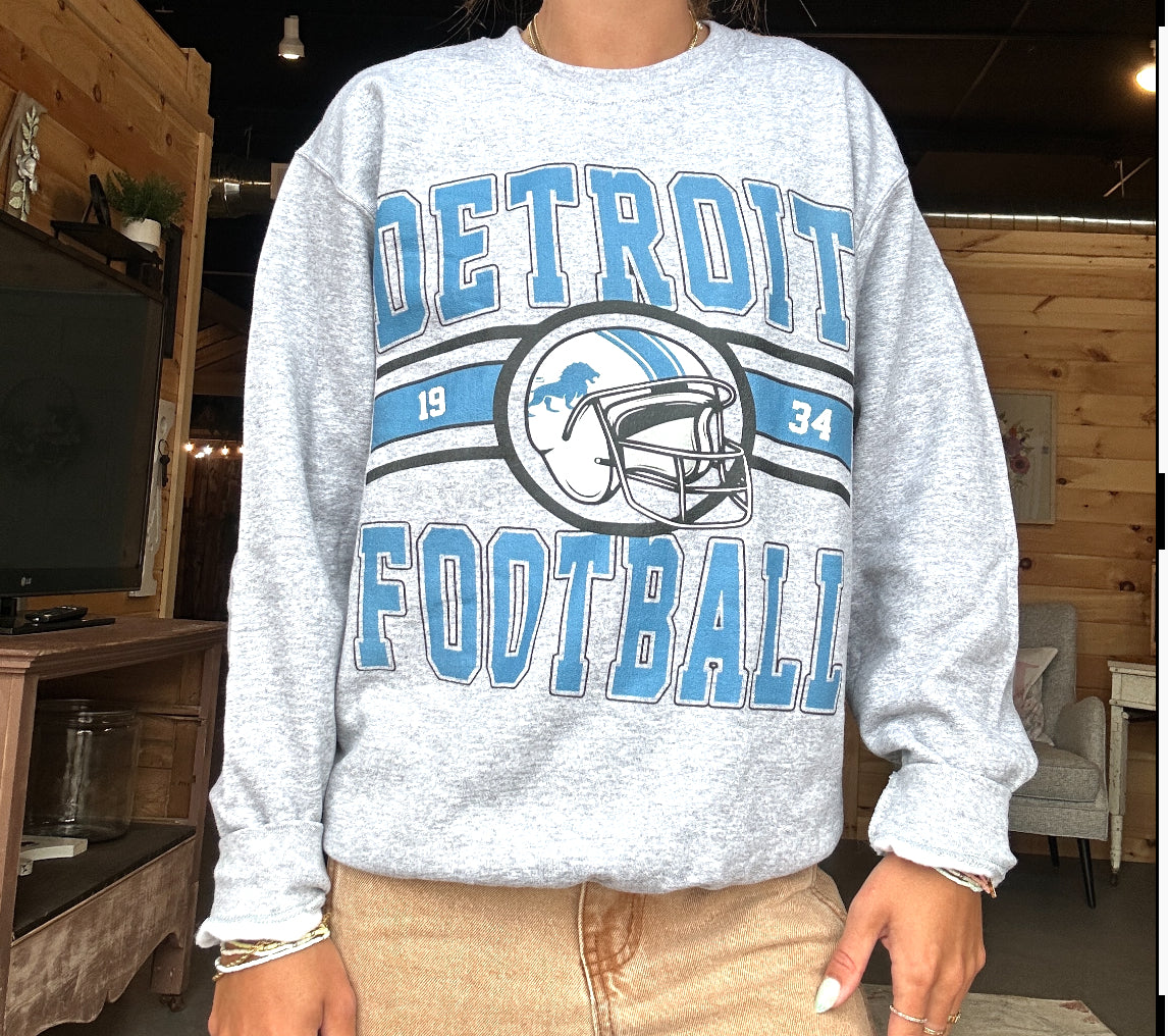 Sport Grey Detroit Football Crewneck