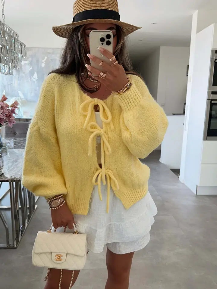 Lindsay's Tie Cardigan - Yellow