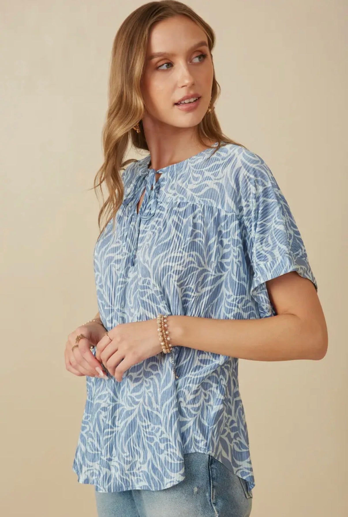 Paula’s Blue Patterned Blouse