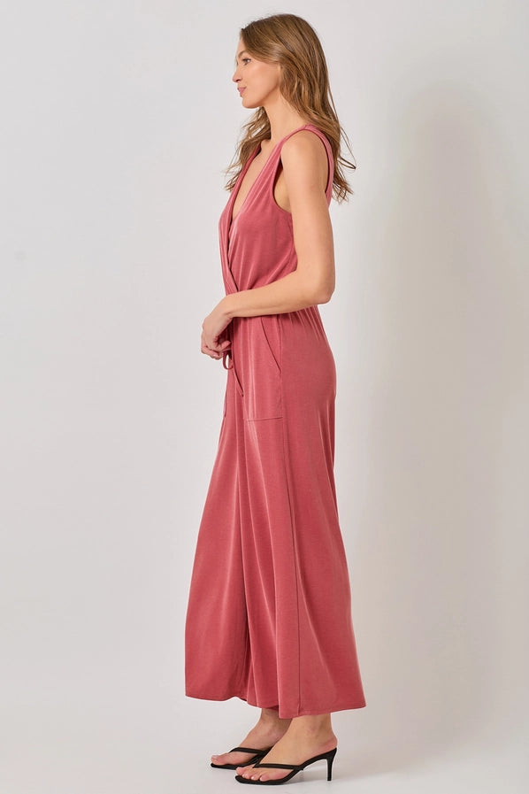 Coral Ribbed Jumpsuit