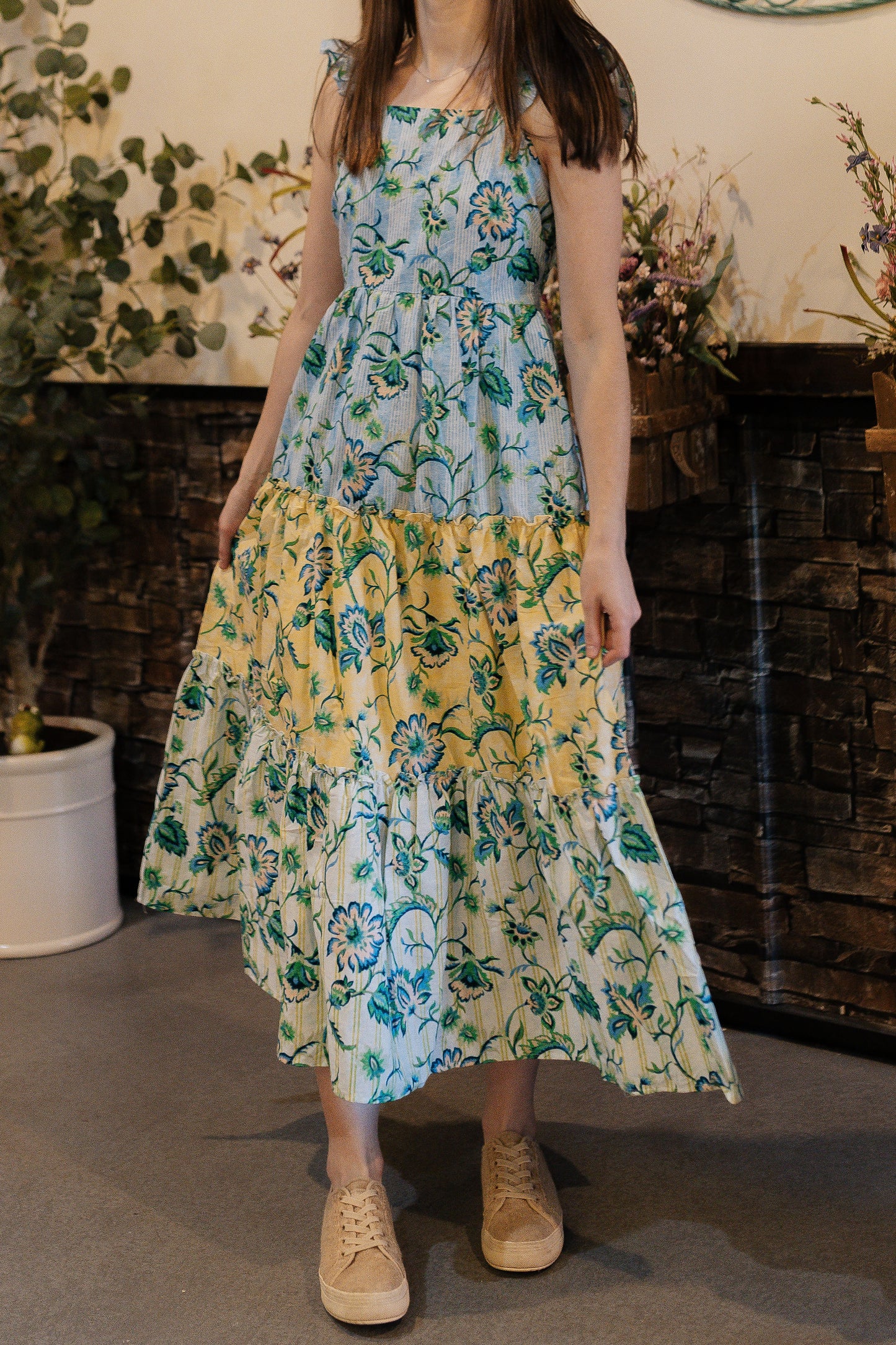 Lemon Bloom Midi Dress