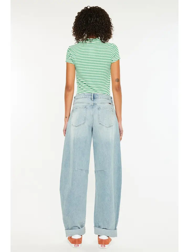 Cuff Barrel Light Wash Jean