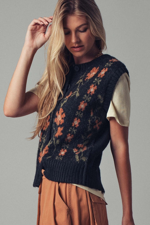 Floral Knit Vest