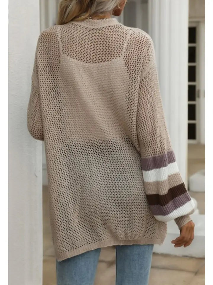 Latte Stripe Sleeve Cardigan