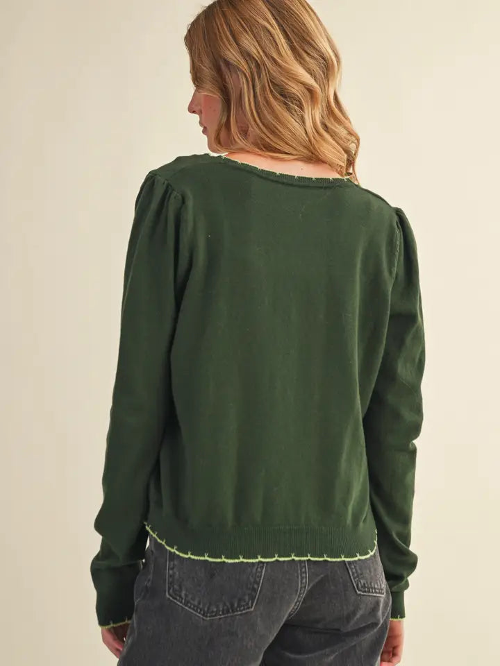 Christmas Spruce Scallop Cardigan