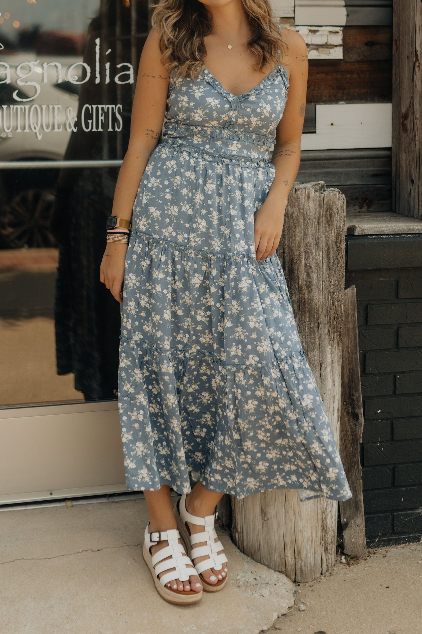Light Blue and Floral Dress