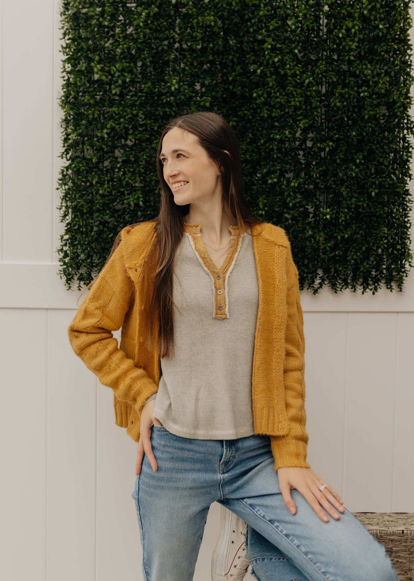 Mustard Yarn Cardigan