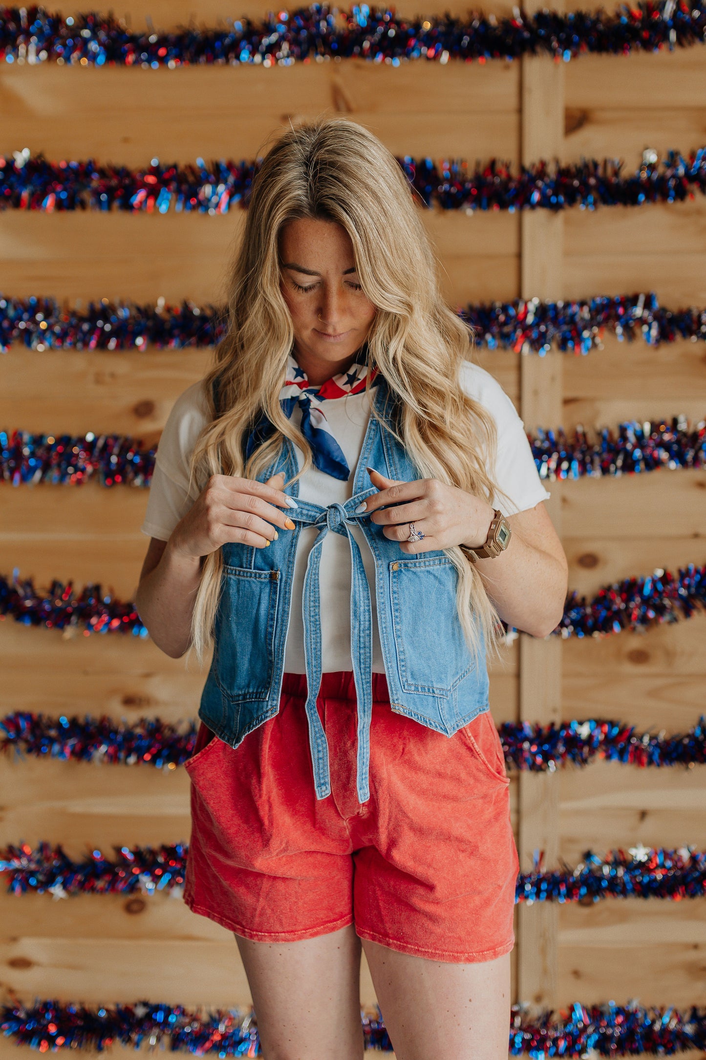 Denim Blue Tie Vest