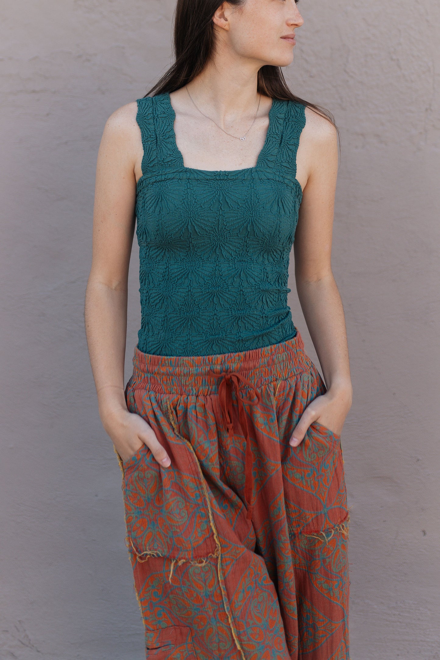 Burnt Orange Patterned Pants